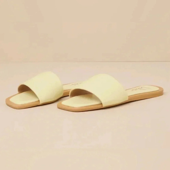 Lulus Brenner Green Tea Flat Square Toe Slide Sandals - Picture 4 of 6